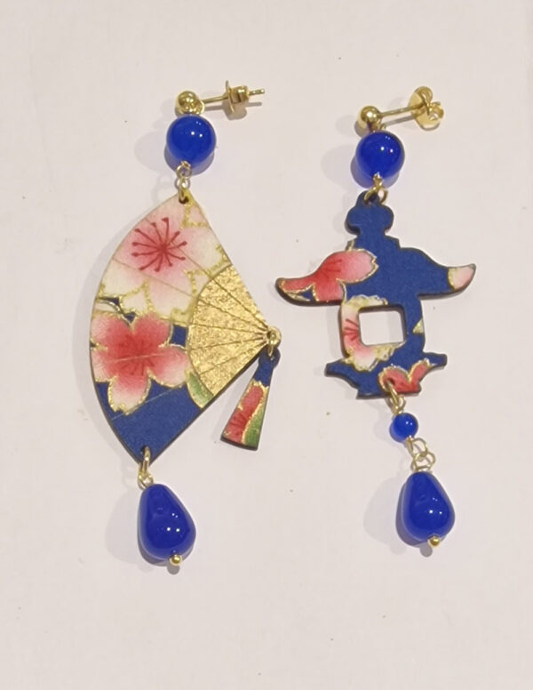 Orecchini Lebole Ventaglio mini seta blu sfaccettato