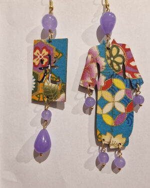 Orecchini Kimono Seta maxi viola - immagine 2