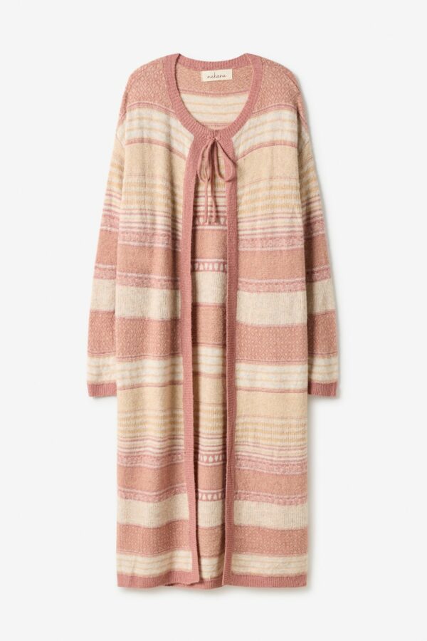 Cardigan largo ragas NKN rosa antico fantasia strisce